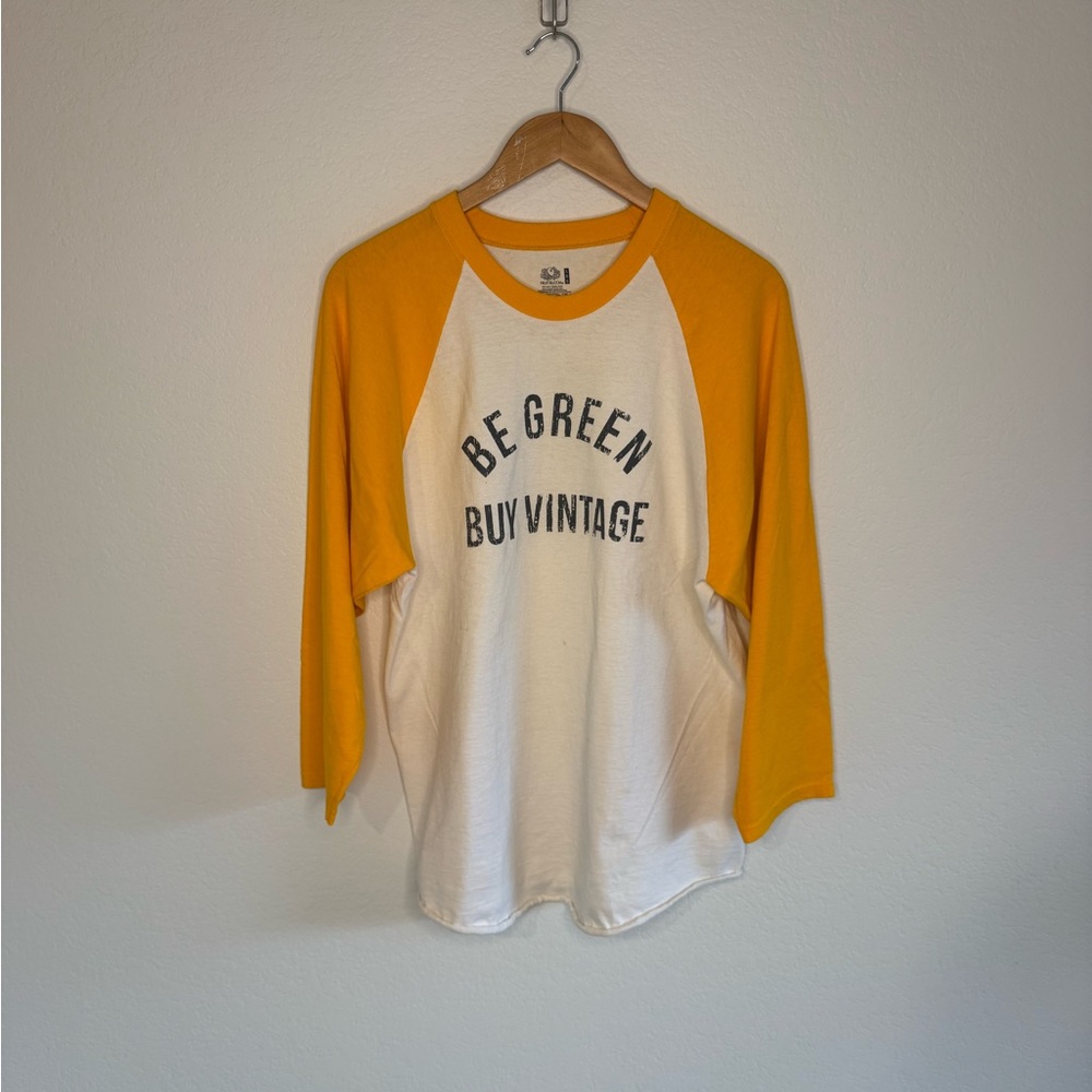Size L Baseball T-Shirt with 3/4 Length Sleeves - Be Green Buy Vintage